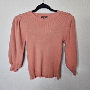 Belle Belldini Womens Small Sweater Dusty Peach Ribbed Super Soft Slim Fit Visco